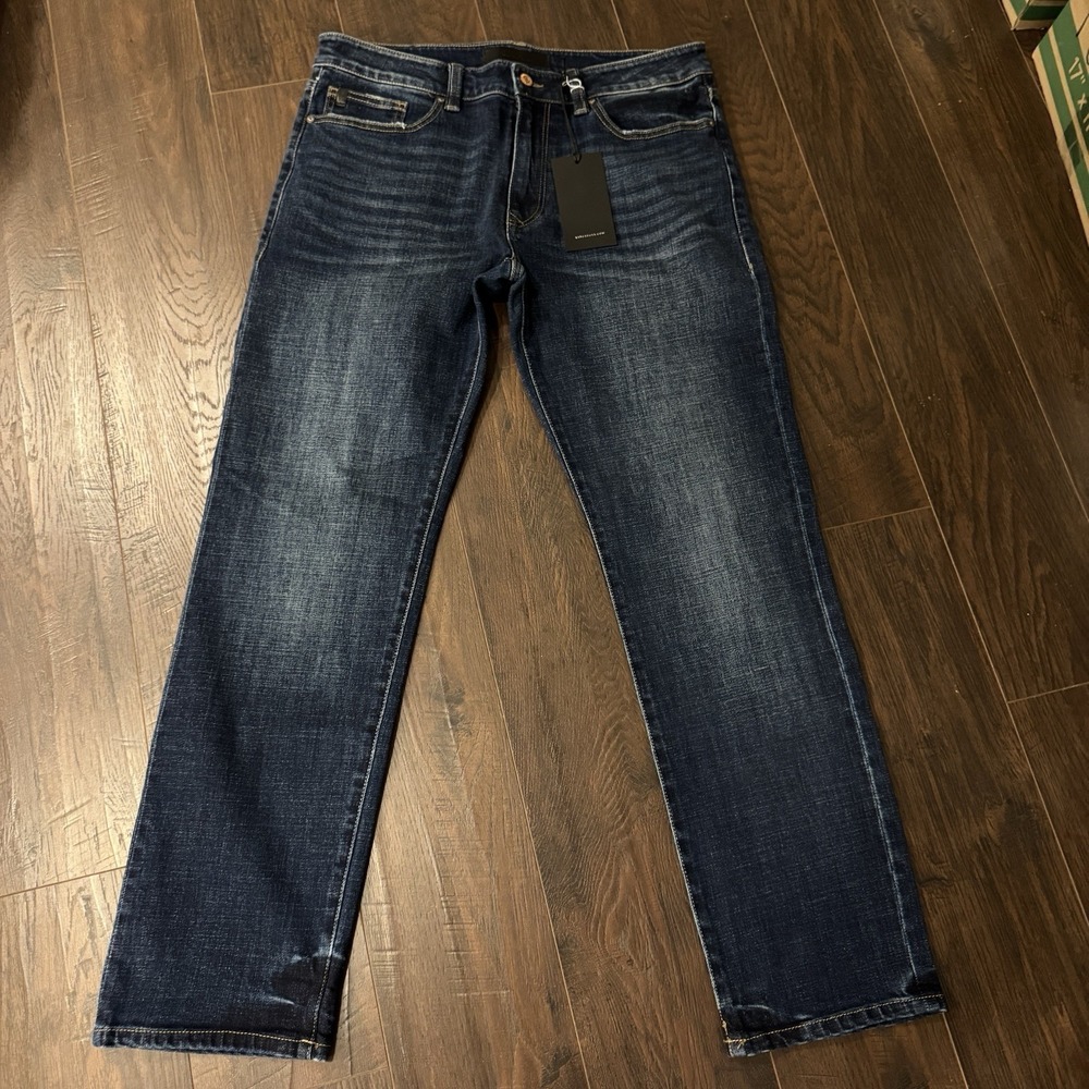 Kancan Jeans Mens 34 Straight Leg Stretch Denim 5 Pocket Medium Wash 31 Inseam